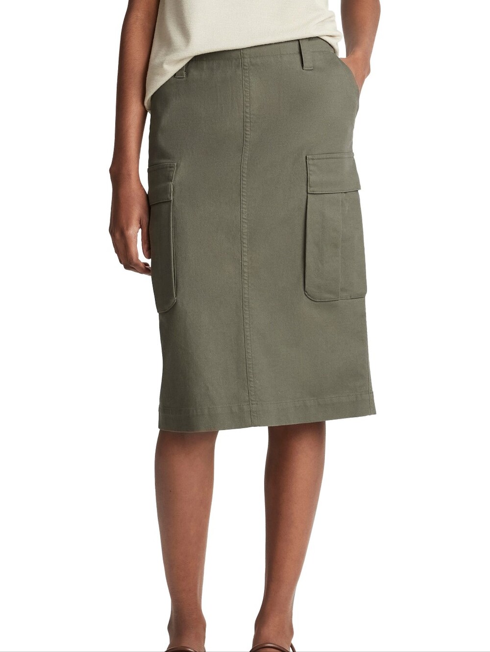 VINCE Stretch Cotton Utility Cargo Skirt In Night PIne Green NWT Sz 2